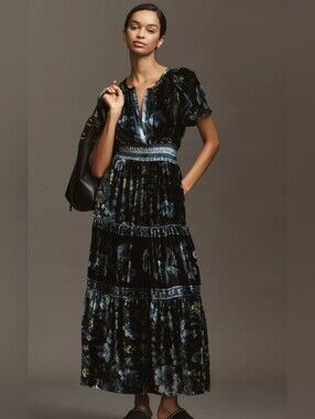 Anthropologie Somerset Velvet Maxi Dress